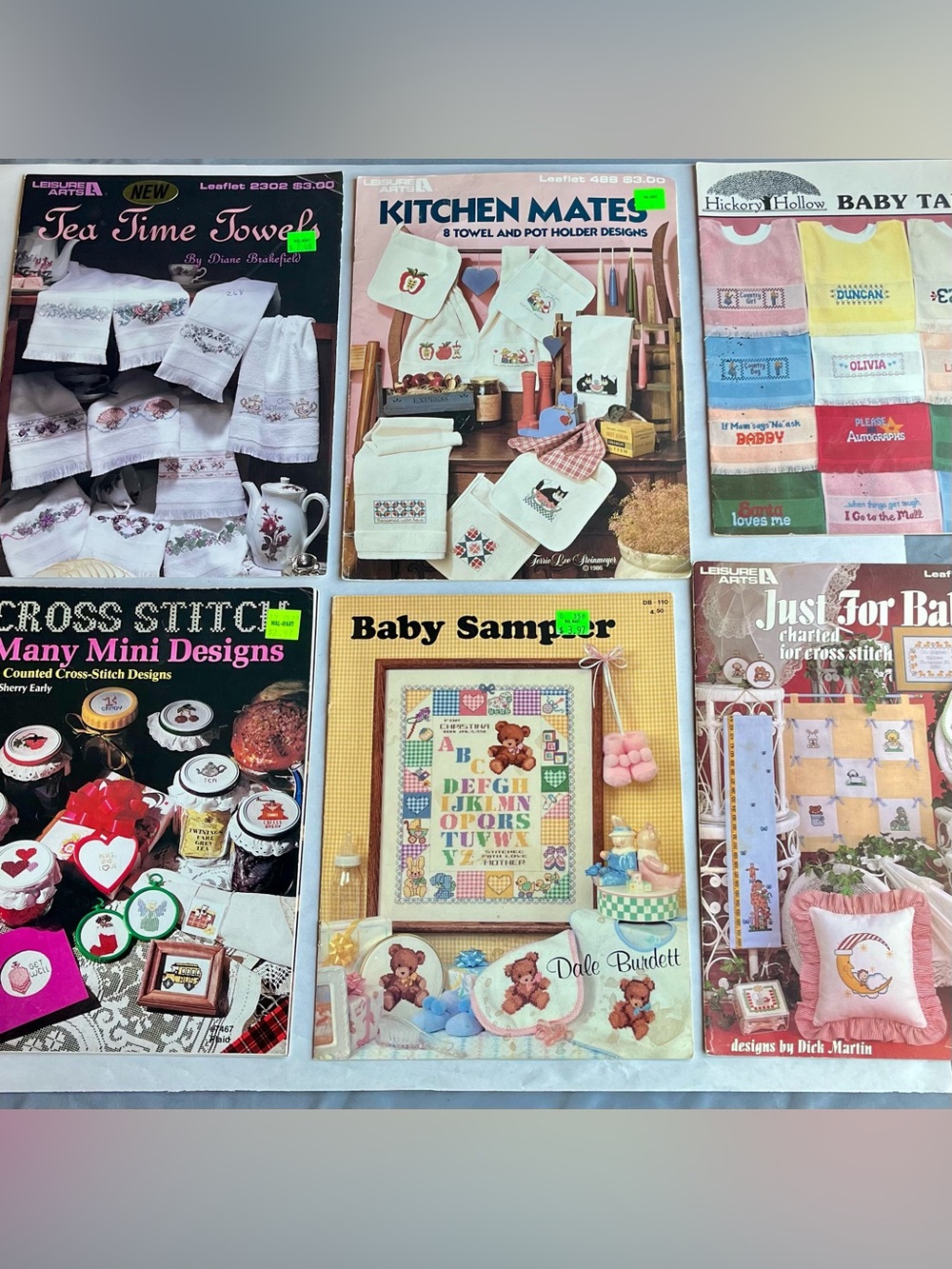 Vintage Cross Stitch Design Sampler Instructions Multi-Theme Booklets - Set of 6